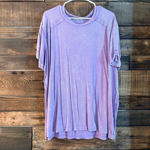 Zenana Ribbed Lavender Short Sleeve Top